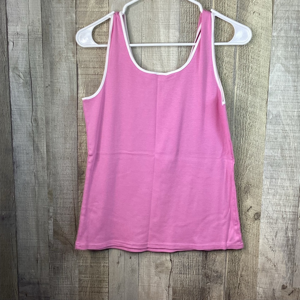 Character Size Small Pink & White Crewneck Tank Top